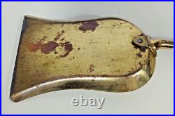 Vintage Elegant Brass & Black Leather Handle Fireplace Tool Set 4 Piece + Stand