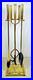 Vintage Elegant Ornate Shiny Brass Fireplace Tool Set 4 Piece + Stand 18 Lbs