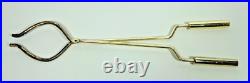 Vintage Elegant Ornate Shiny Brass Fireplace Tool Set 4 Piece + Stand 18 Lbs
