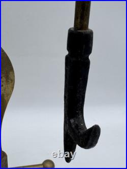 Vintage Equestrian Horse Head 5-Piece Brass Fireplace Tool Set MCM