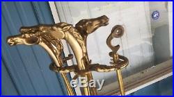 Vintage Fireplace Tool Brass Set Horse Mustang Head by Custom Decor Inc. 1980