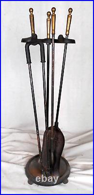 Vintage Fireplace Tool Set And Holder