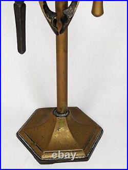 Vintage Fireplace Tool Set Base with 3 Tools (Bird Hook, Poker and Tongs)