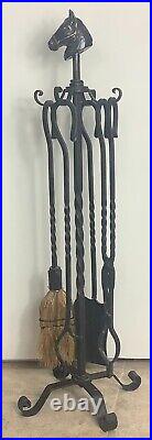 Vintage Fireplace Tool Set Equestrian Horse Head