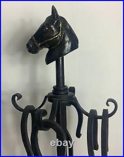 Vintage Fireplace Tool Set Equestrian Horse Head