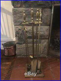 Vintage Fireplace Tool Set Solid Brass
