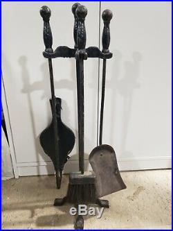 Vintage Fireplace Tool Set With Bellow 5 Piece Set