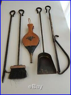 Vintage Fireplace Tool Set With Bellows 6 Piece Set