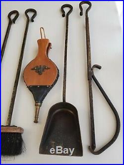 Vintage Fireplace Tool Set With Bellows 6 Piece Set