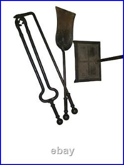 Vintage Fireplace Tool Set With Stand Sheffield Mfg. New York Cast Iron