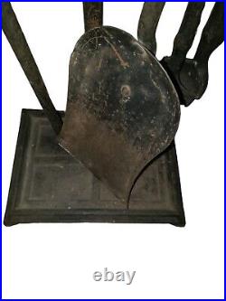 Vintage Fireplace Tool Set With Stand Sheffield Mfg. New York Cast Iron