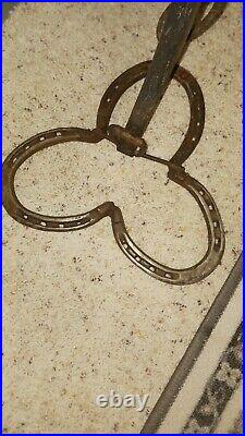 Vintage Fireplace Tool Stand Handmade Stamped Diamond Horseshoes