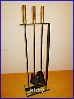 Vintage Fireplace Tool set wrought iron & Brass by Pilgrim / George Nelson style