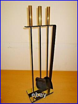 Vintage Fireplace Tool set wrought iron & Brass by Pilgrim George Nelson style 2