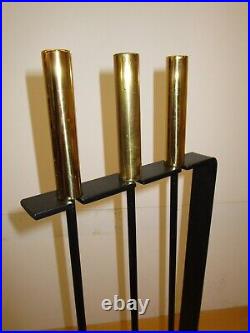 Vintage Fireplace Tool set wrought iron & Brass by Pilgrim George Nelson style 2