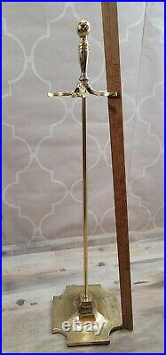 Vintage Fireplace Tools 6 Piece Set Brass Stand Shovel Poker Broom Tongs Bellow
