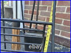 Vintage Fireplace tools set firewood storage Basket With Poker Broom Shovel Tongs