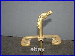 Vintage French Country Brass Fireplace Tool Set W Horses Head Handles