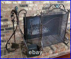 Vintage French Country Fire Screen & Tool Set