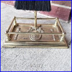 Vintage Gold Fireplace Tool Set 4 Tools and Stand Colonial Style