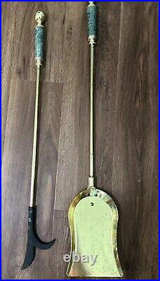 Vintage Gold Stone Fireplace Tool Set 32 Tall Stone Handles (4 Piece)