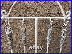 Vintage HEAVY Cast Iron White Cottage Cabin Rustic Shabby Fireplace Tool SET