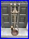 Vintage Hammered Metal Look Fireplace 4 Tool Set & Stand, Free S/H