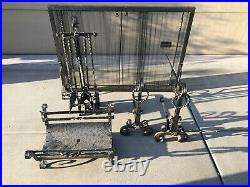 Vintage Hand Forged Cast Iron Steel Scroll Fireplace Tool Log Holder Screen SET