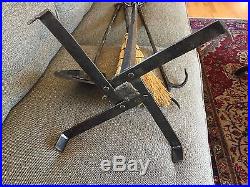 Vintage Hand Forged Iron Gothic Fire Place Tool Set Blacksmith