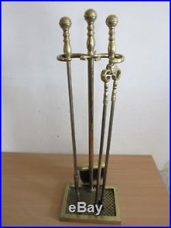 Vintage Harvin 1500A heavy solid brass fireplace tools set #879