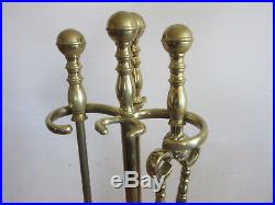 Vintage Harvin 1500A heavy solid brass fireplace tools set #879