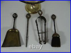 Vintage Ianthe Horseshoe Small Mini Fireplace Tool Set England 4 Tools Brass