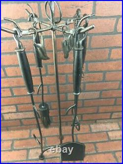 Vintage Leaf Wrought Iron fireplace Tool Set Fire-Tools