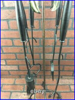 Vintage Leaf Wrought Iron fireplace Tool Set Fire-Tools