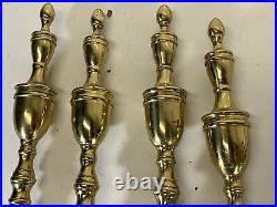 Vintage MCM Brass 5 Piece Fireplace Tool Set 33.5 16.5lb Claw Tongs Heavy