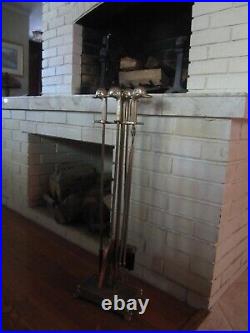 Vintage MCM Brass Duck Mallard Head Fireplace Tool Set
