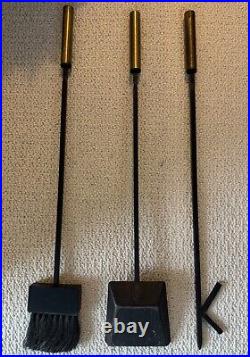 Vintage Mid Century Iron Brass Fireplace Tool Set Vintage 1950s 3 Piece