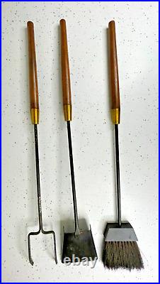 Vintage Mid Century Modern Long Handle 3 piece Fireplace Tool Set