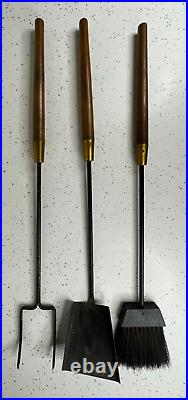 Vintage Mid Century Modern Long Handle 3 piece Fireplace Tool Set