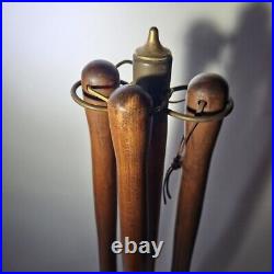 Vintage Mid Century Modern Long Handle Seymour Fire Place Tools Brass Set Stand