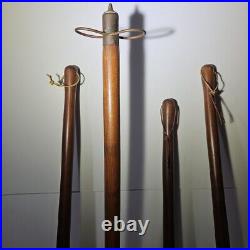 Vintage Mid Century Modern Long Handle Seymour Fire Place Tools Brass Set Stand