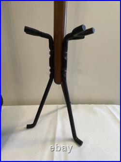 Vintage Mid Century Modern Long Handle Seymour Fire Place Tools Brass Set Stand
