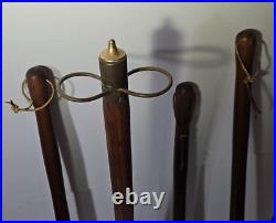 Vintage Mid Century Modern Long Handle Seymour Fire Place Tools Brass Set Stand