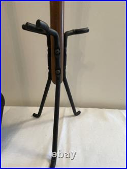 Vintage Mid Century Modern Long Handle Seymour Fire Place Tools Brass Set Stand