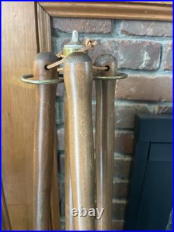 Vintage Mid Century Modern Long Handle Seymour Fire Place Tools Brass Set Stand