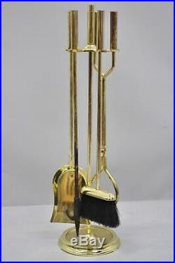 Vintage Mid Century Modern Modernist Brass Fireplace Tool Set Mantle Accessories