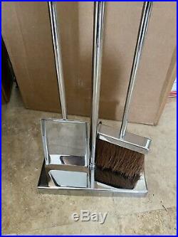 Vintage Mid Century Modern Modernist Chrome Fireplace Tool Set Must SEE QUALITY