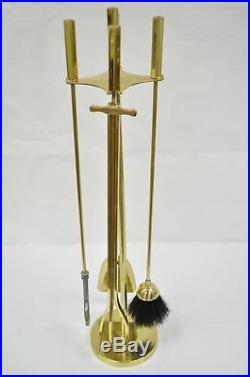 Vintage Mid Century Modern Modernist English Solid Brass Fireplace Tool Set