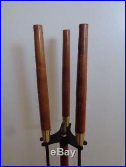 Vintage Mid Century Modern SEYMOUR MFG. CO. Set of Fireplace Tools with Stand