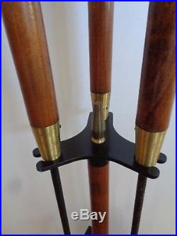 Vintage Mid Century Modern SEYMOUR MFG. CO. Set of Fireplace Tools with Stand